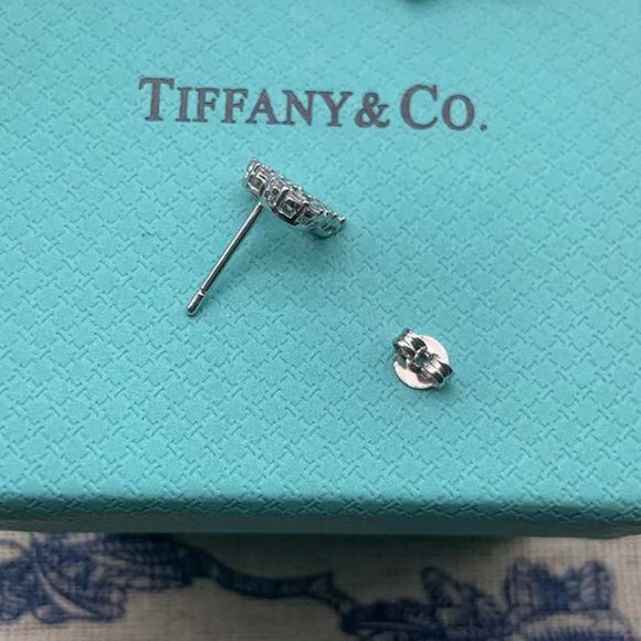 Tiffany 925 sterling silver heart-shaped platinum diamond earrings - Picture 4 of 8